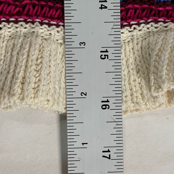 Zara S Womens Multicolor Striped Cropped Knit Top Crochet Tassel Boho Hippie - Picture 7 of 9